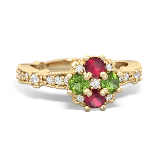 ruby-peridot art deco engagement ring