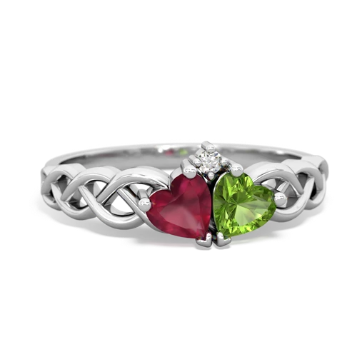 ruby-peridot celtic braid ring