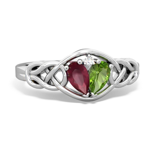 ruby-peridot celtic knot ring