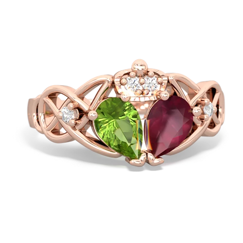 ruby-peridot claddagh ring