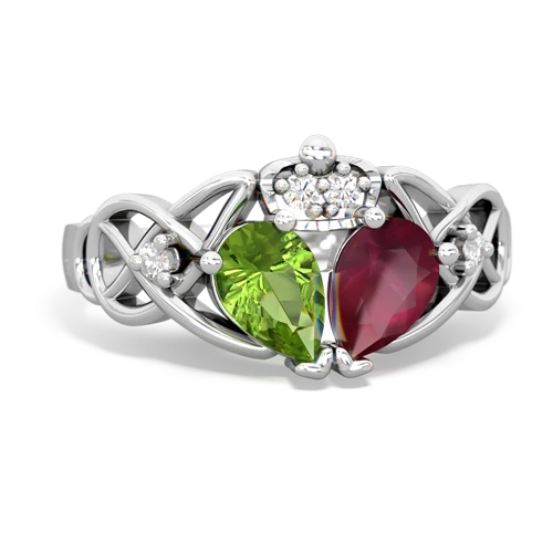 ruby-peridot claddagh ring