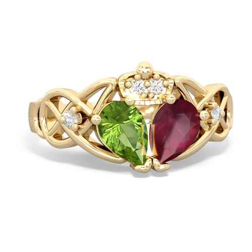 ruby-peridot claddagh ring