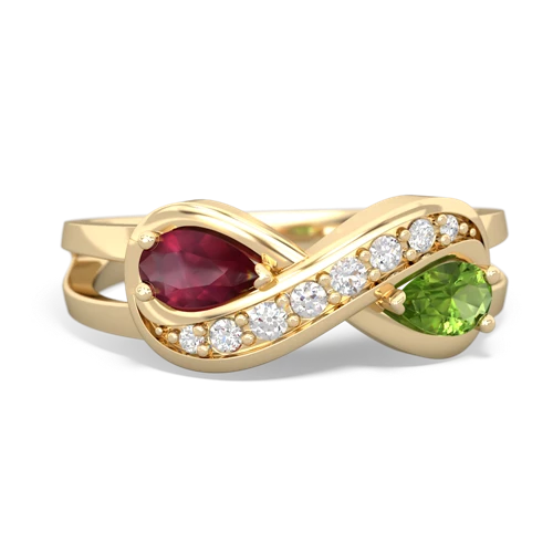 ruby-peridot diamond infinity ring