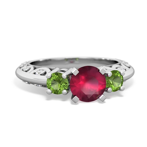 ruby-peridot engagement ring