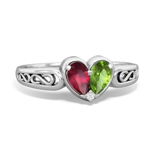 ruby-peridot filligree ring