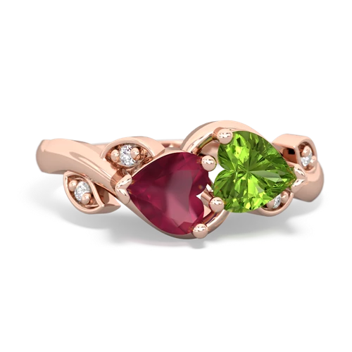 ruby-peridot floral keepsake ring