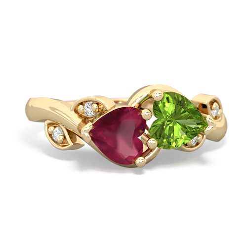 ruby-peridot floral keepsake ring