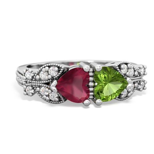 ruby-peridot keepsake butterfly ring