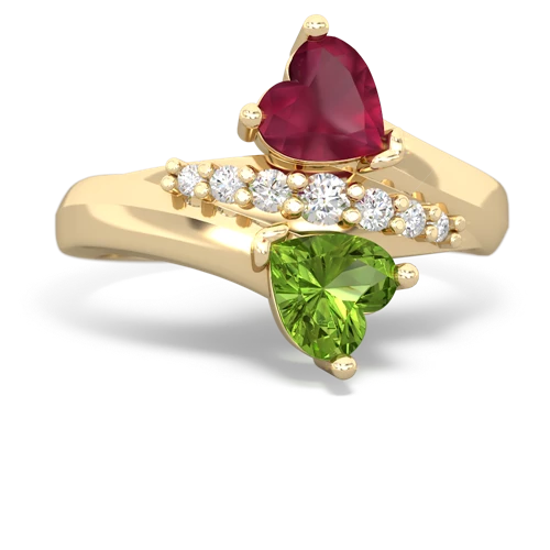 ruby-peridot modern ring