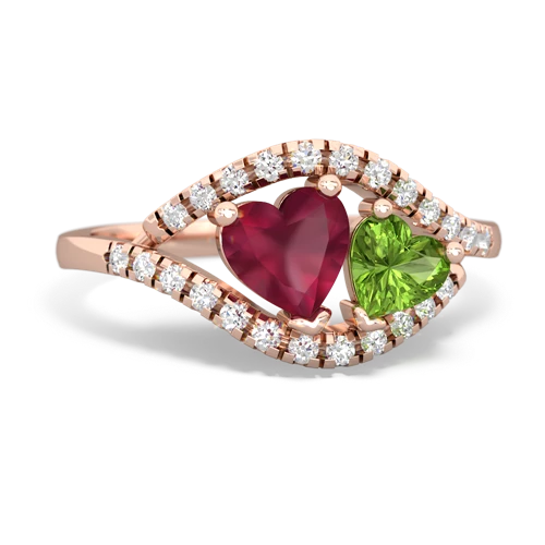 ruby-peridot mother child ring