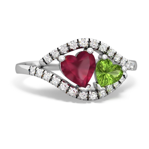 ruby-peridot mother child ring