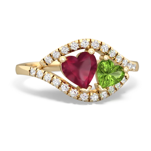 ruby-peridot mother child ring