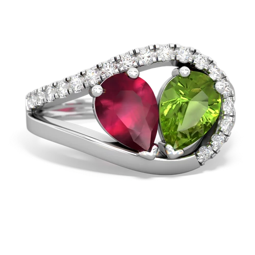 ruby-peridot pave heart ring