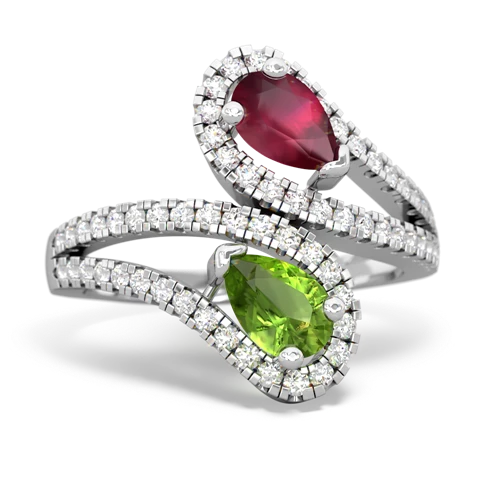 ruby-peridot pave swirls ring