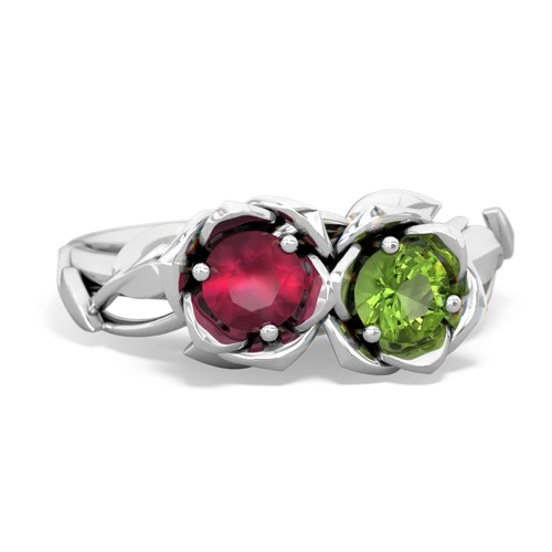 ruby-peridot roses ring