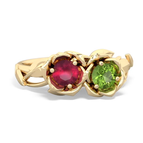 ruby-peridot roses ring