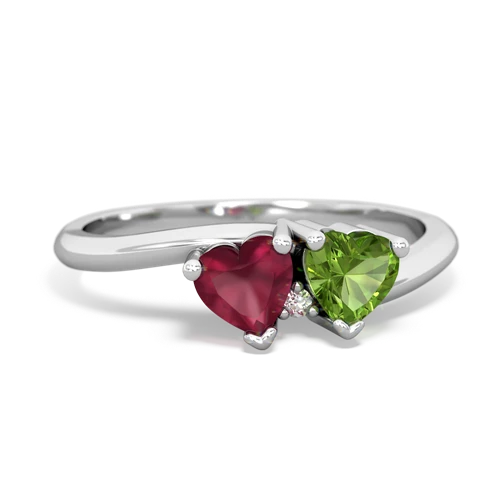 ruby-peridot sweethearts promise ring