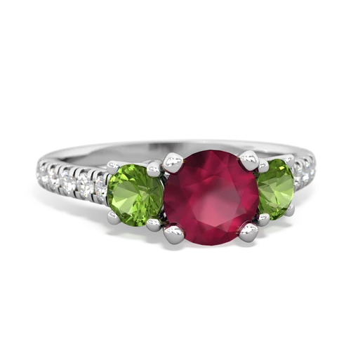 Ruby Genuine Ruby with Genuine Peridot and Genuine London Blue Topaz Pave Trellis ring Ring