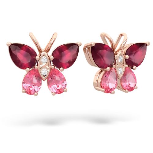 ruby-pink sapphire butterfly earrings
