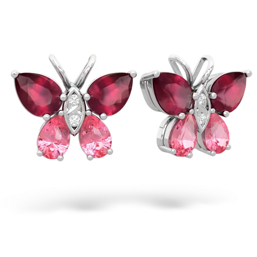 ruby-pink sapphire butterfly earrings