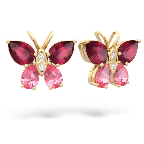 ruby-pink sapphire butterfly earrings