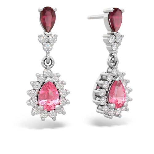 ruby-pink sapphire dangle earrings