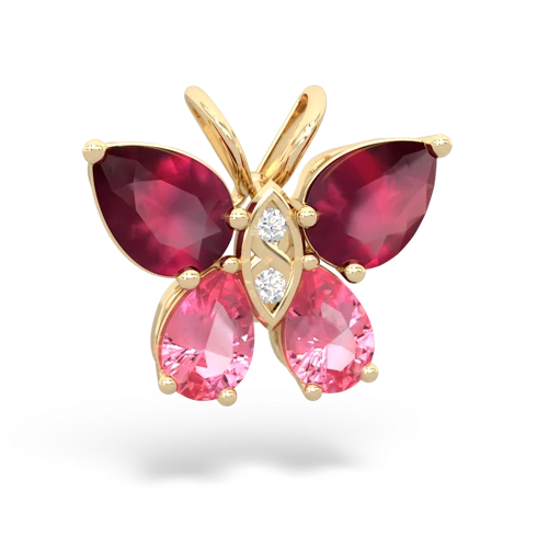 ruby-pink sapphire butterfly pendant