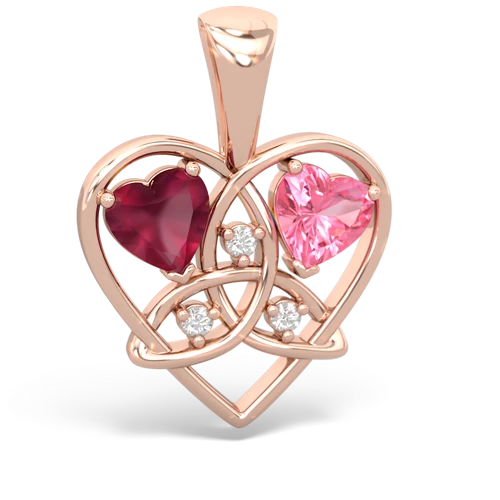ruby-pink sapphire celtic heart pendant