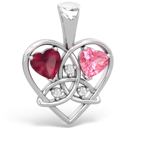 ruby-pink sapphire celtic heart pendant