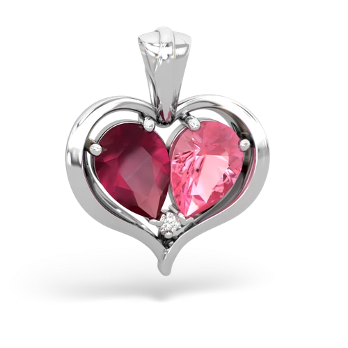ruby-pink sapphire half heart whole pendant