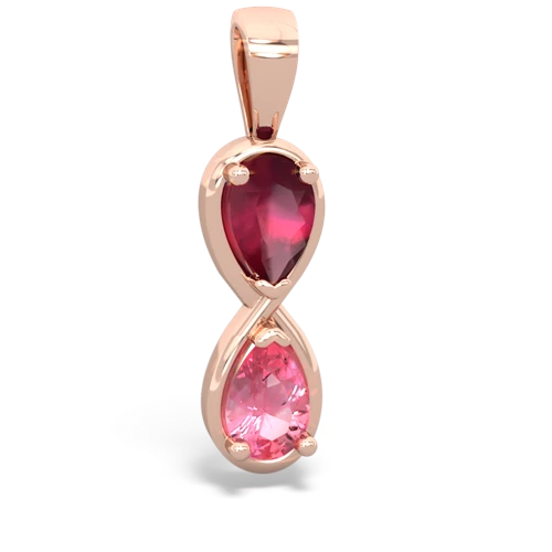 ruby-pink sapphire infinity pendant