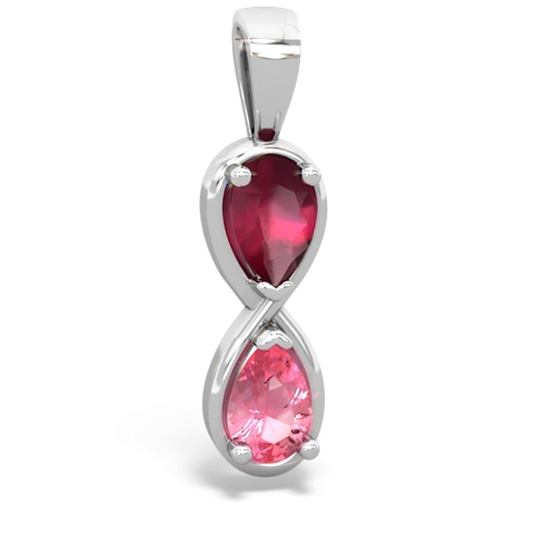 ruby-pink sapphire infinity pendant
