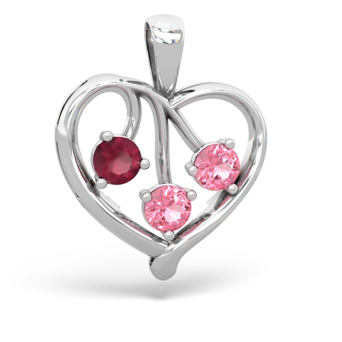 Ruby Genuine Ruby with Lab Created Pink Sapphire and Genuine Citrine Glowing Heart pendant Pendant