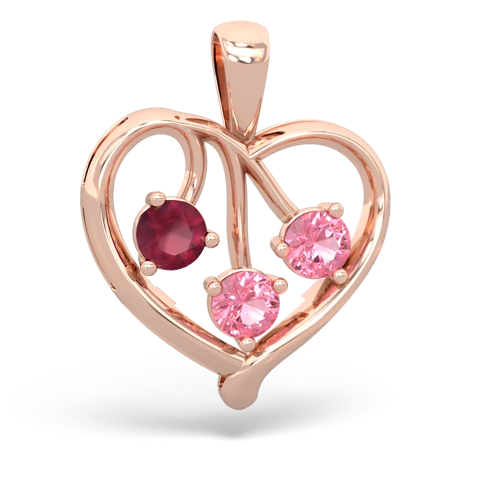 ruby-pink sapphire love heart pendant