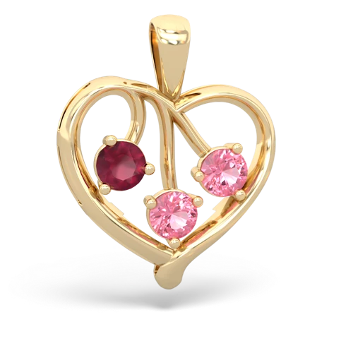 ruby-pink sapphire love heart pendant