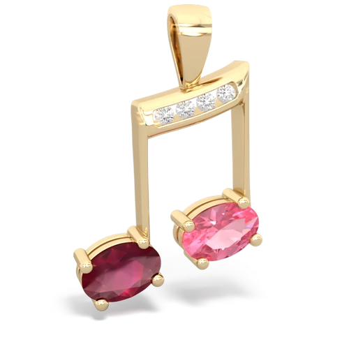 ruby-pink sapphire music notes pendant