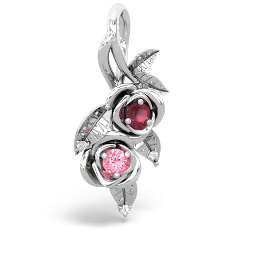 ruby-pink sapphire rose vine pendant
