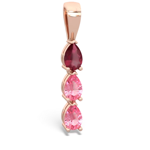 Ruby Genuine Ruby with Lab Created Pink Sapphire and Genuine Swiss Blue Topaz Three Stone pendant Pendant