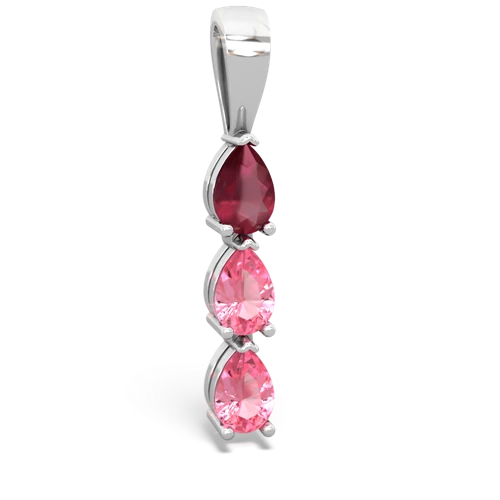 ruby-pink sapphire three stone pendant