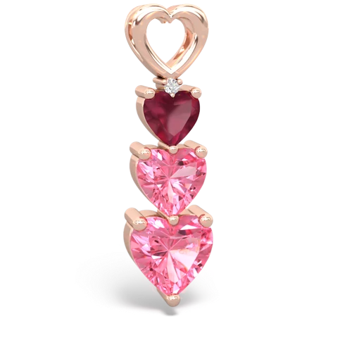 ruby-pink sapphire three stone pendant