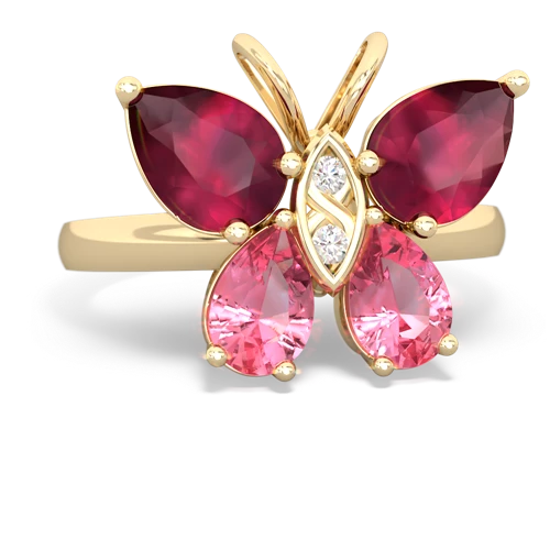 ruby-pink sapphire butterfly ring