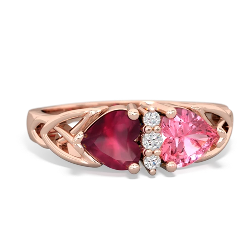 ruby-pink sapphire celtic ring