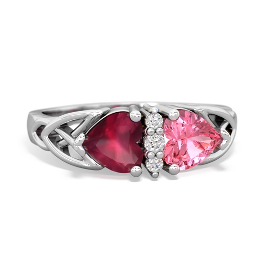 ruby-pink sapphire celtic ring