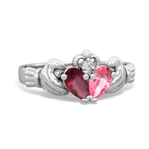 ruby-pink sapphire claddagh ring