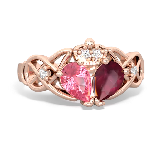 ruby-pink sapphire claddagh ring