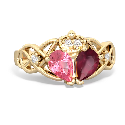 ruby-pink sapphire claddagh ring