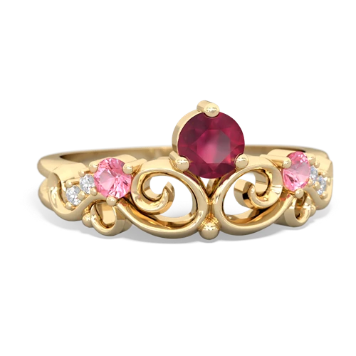 Ruby Genuine Ruby with Lab Created Pink Sapphire and Genuine Swiss Blue Topaz Crown Keepsake ring Ring