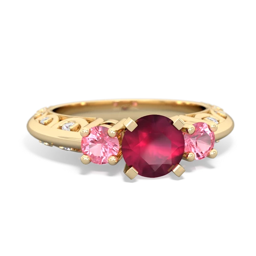 ruby-pink sapphire engagement ring