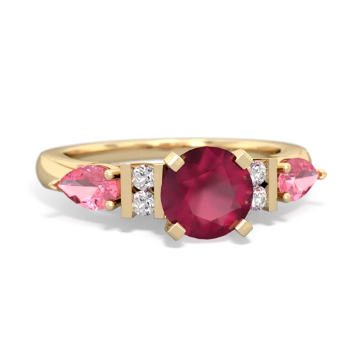 Ruby Genuine Ruby with Lab Created Pink Sapphire and Lab Created Ruby Engagement ring Ring