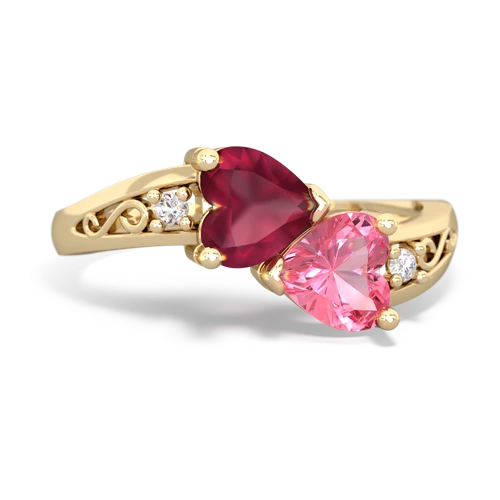 ruby-pink sapphire filligree ring